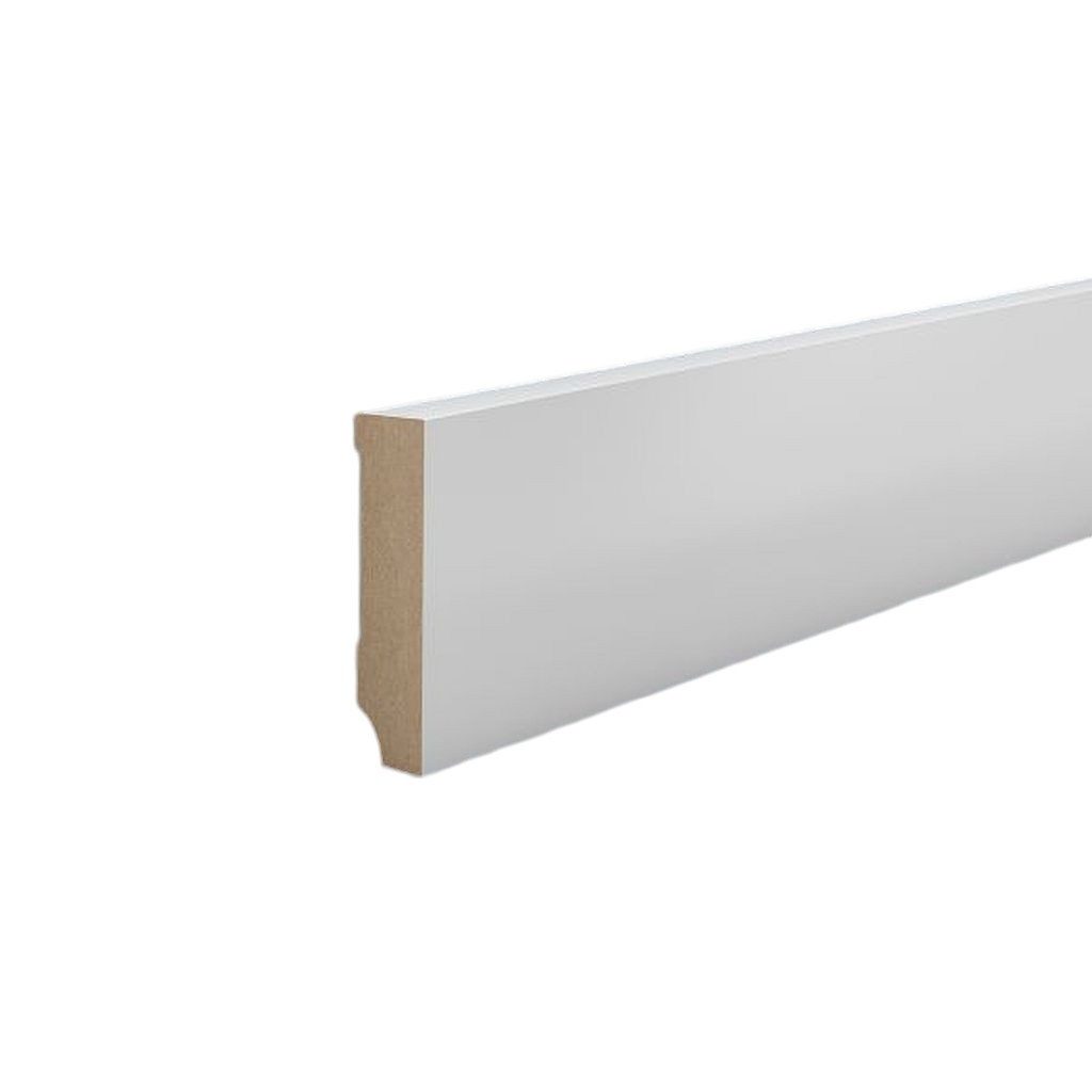 Südbrock Sockelleiste Sockelleiste weiß MDF 10 x 80 mm Foliert RAL 9016 Fußleisten, L: 250 cm, H: 8 cm, 1-St.