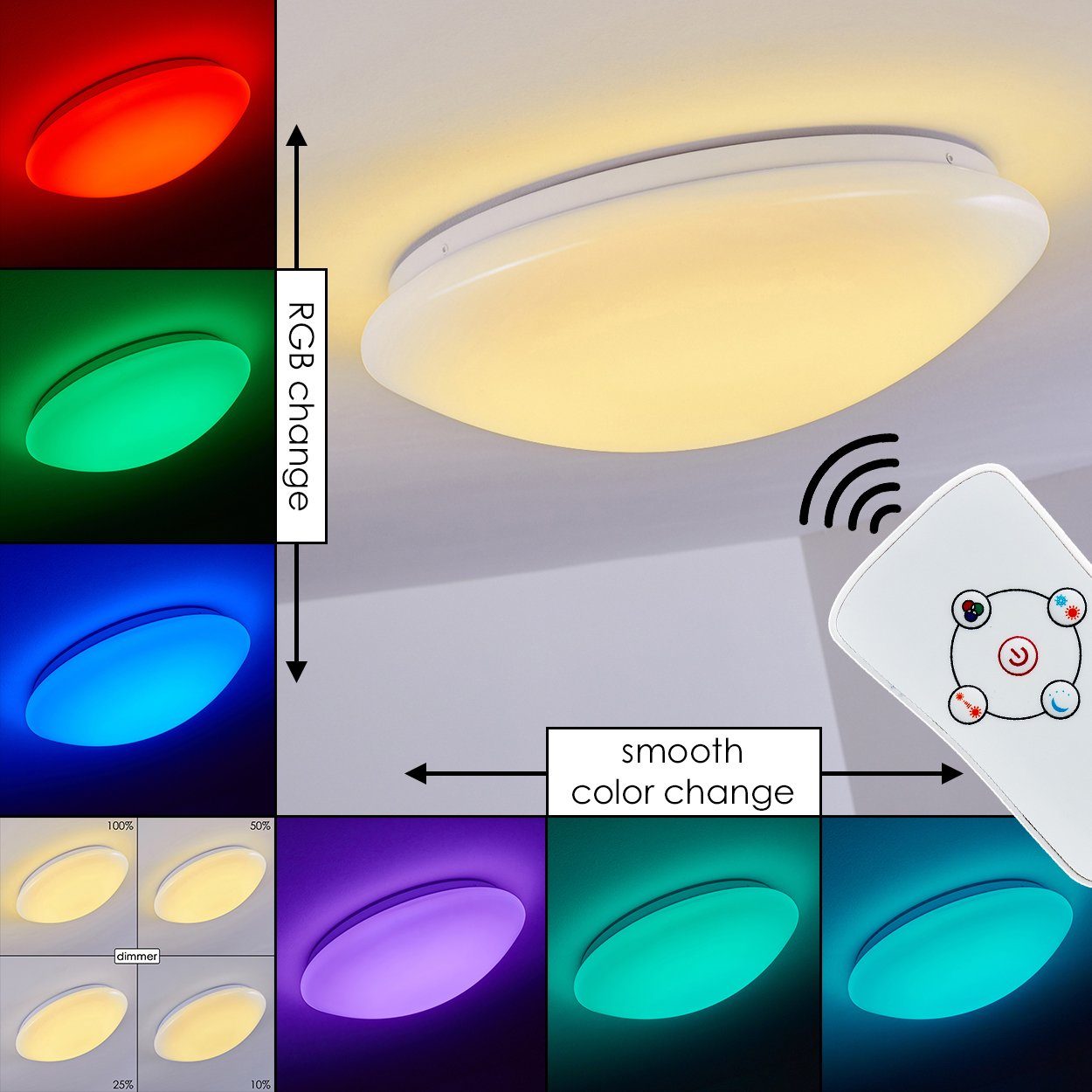 Deckenleuchte Sternenhimmeloptik, Glitzereffekt, und Kelvin, RGB Fernbedienung, mit runde hofstein Deckenlampe Farbwechsler dimmbar, »Osini« Nachtlichtfunktion 3000