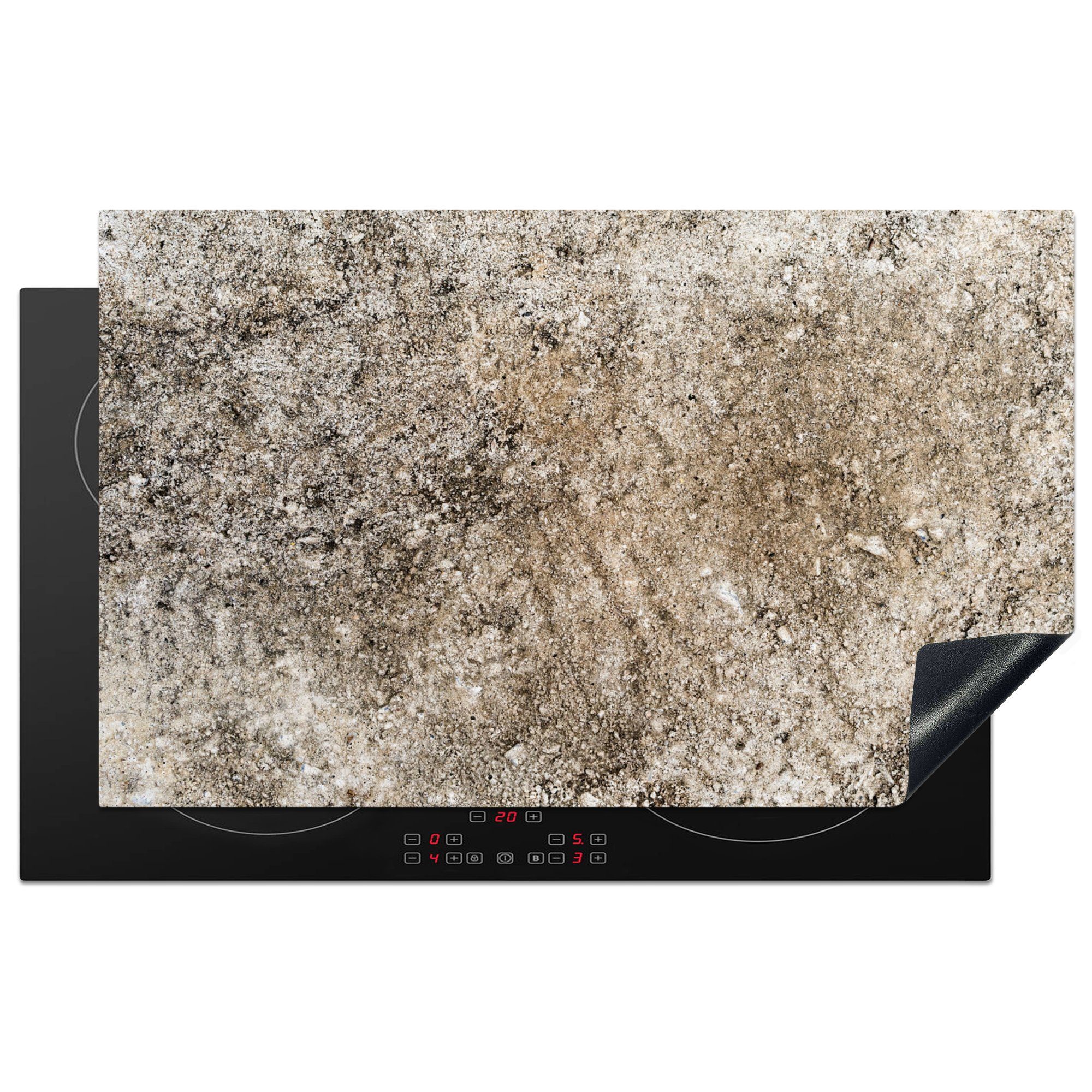 MuchoWow Herdblende-/Abdeckplatte Beton - Rost - Alt - Abdeckplatte - Induktionsschutz, Vinyl, (1 tlg), 83x51 cm, Ceranfeldabdeckung, Arbeitsplatte für küche