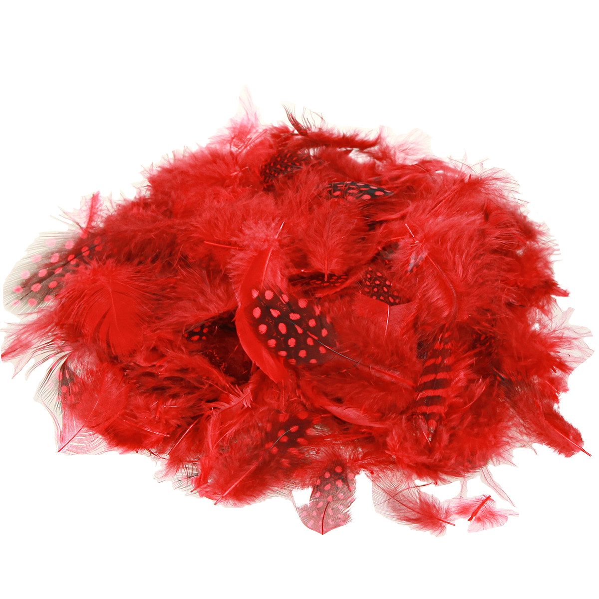 Osterfigur Perlhuhnfedern Deko Rot 30g Faraona Gefärbt für elegante Frühlings-