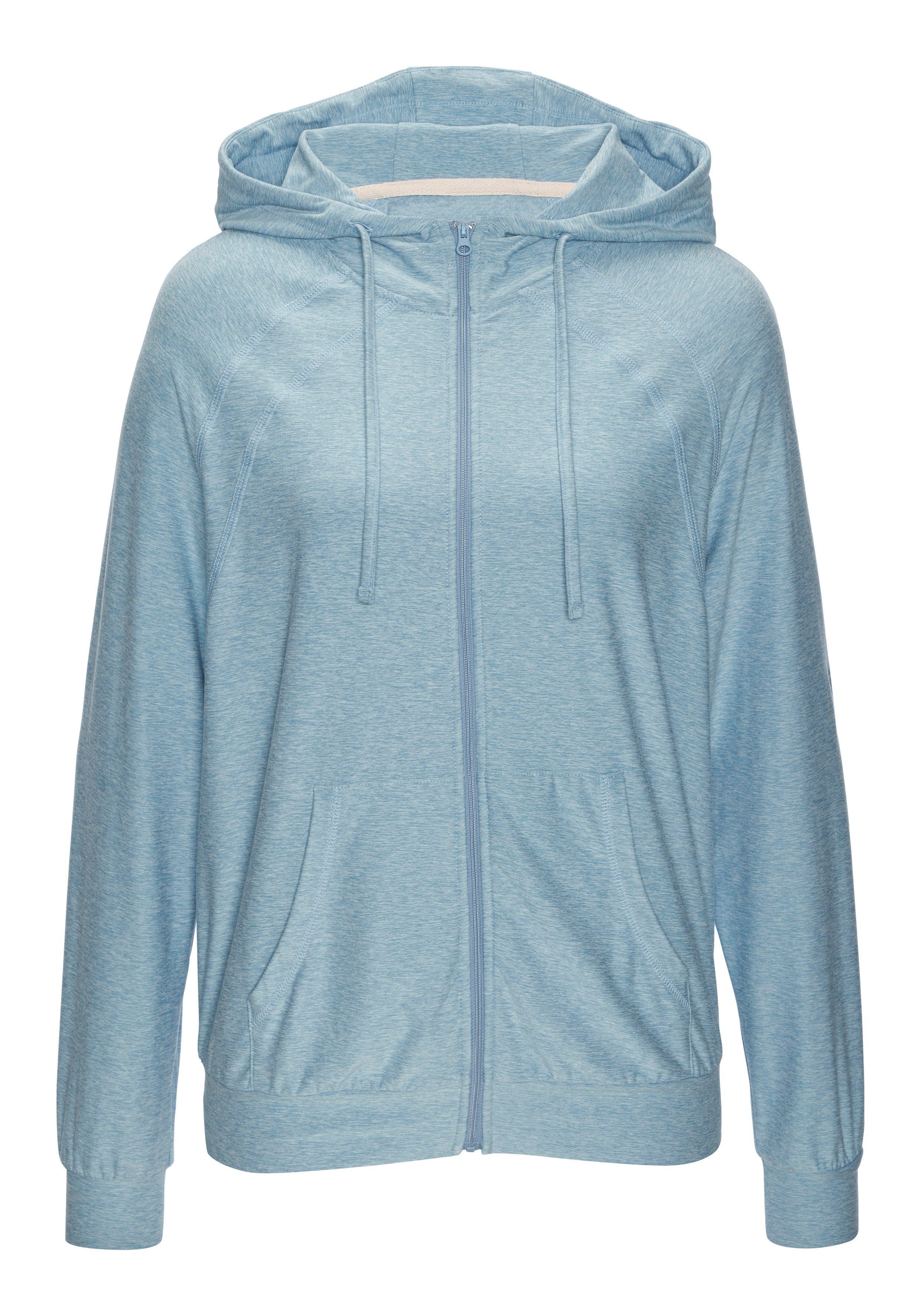 Vivance Active by Lascana Kapuzensweatjacke mit geteilte Kängurutasche, Home-und Loungewear-Serie