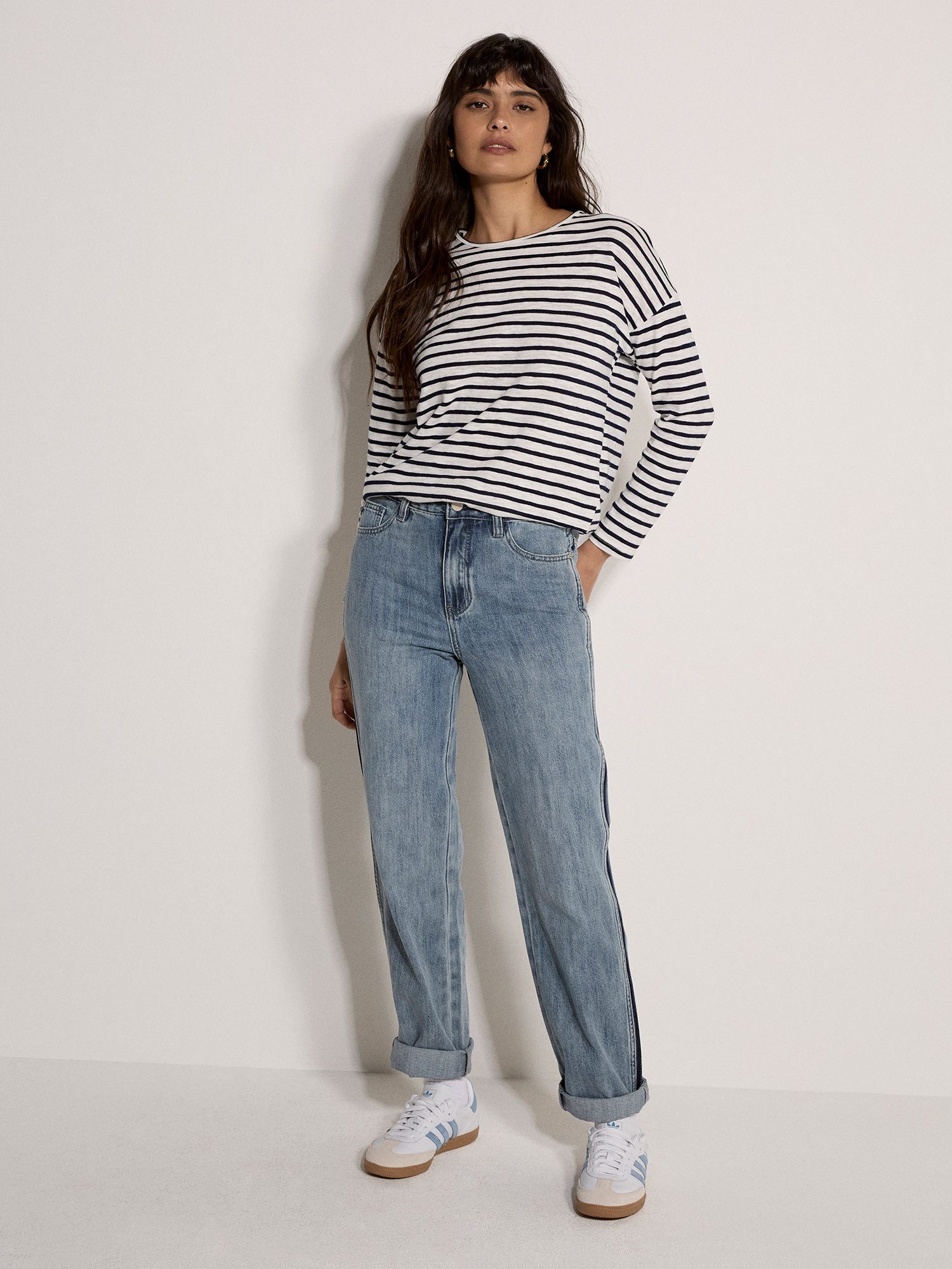 Apricot Sweatshirt Weiches Jersey-Oberteil mit Streifen