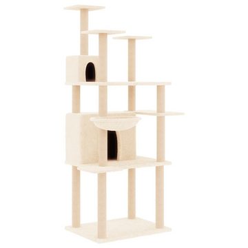 vidaXL Kratzbaum Kratzbaum mit Sisal-Kratzsäulen Creme 166 cm Katze Spielplatz Beschäft