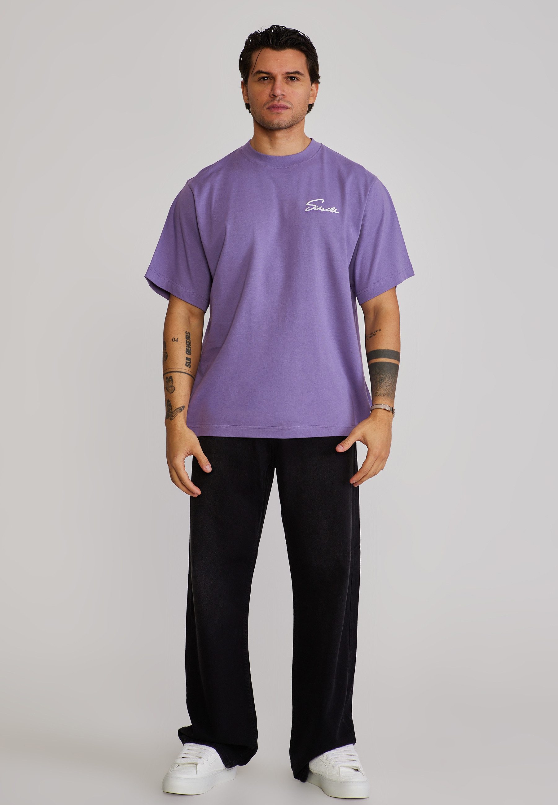 Siksilk T-Shirt SikSilk Herren Lila Script T-Shirt