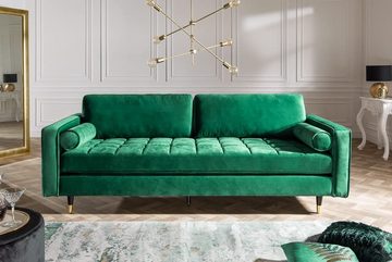 LebensWohnArt Sofa Modernes 3er Sofa 220cm COMFORT grün Samt Federkern