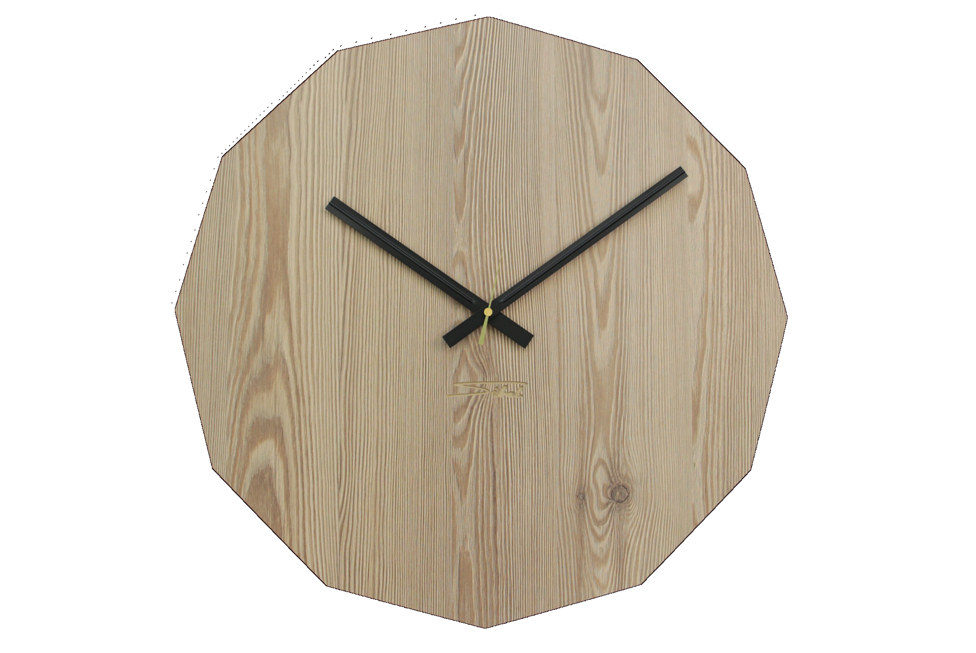 SIBAL Design.Home Wanduhr Uhr "Diamant" (50cm Durchmesser) (geräuschloses Quarzuhrwerk) Berglärche