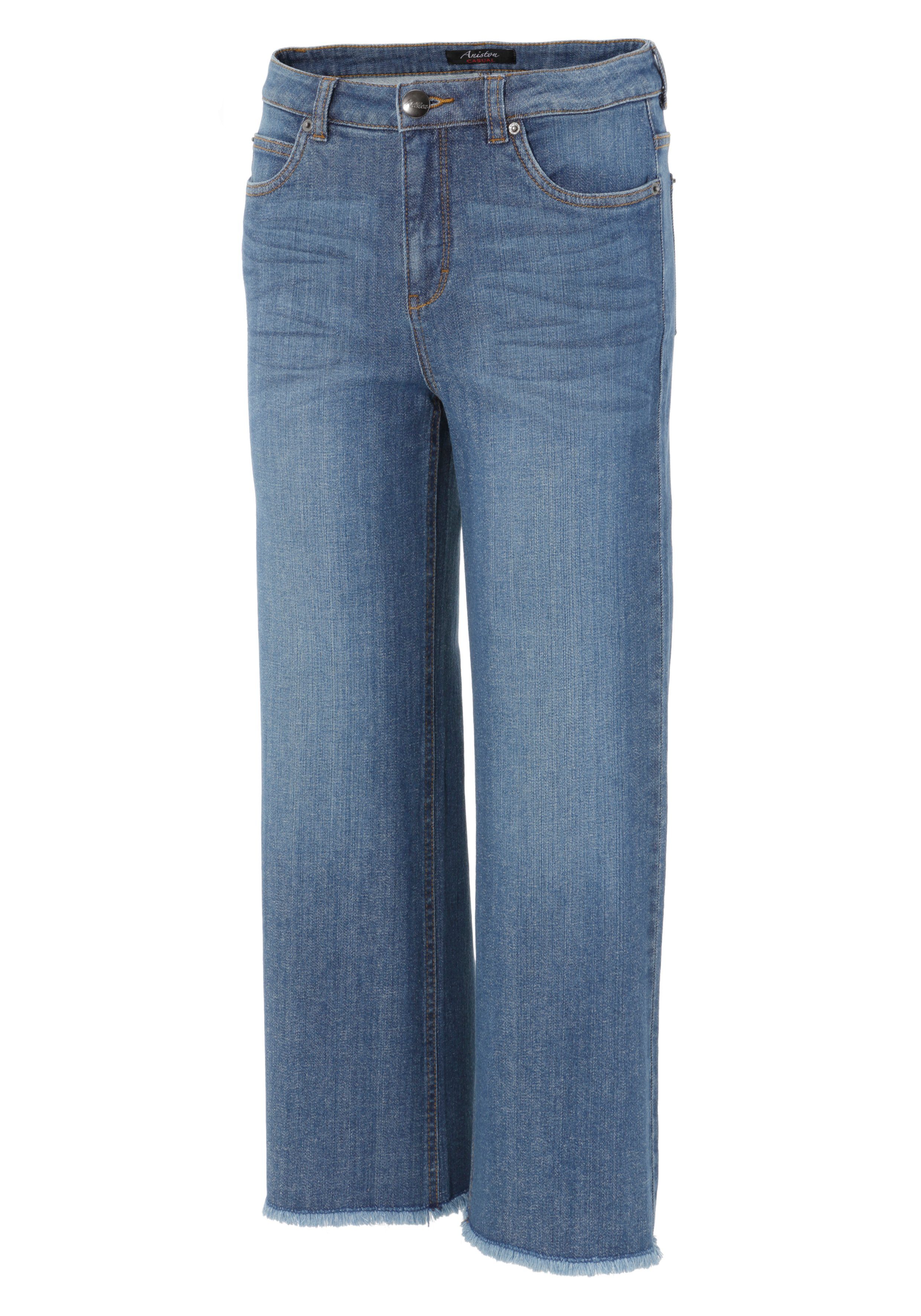 Aniston ausgefranstem 7/8-Jeans CASUAL mit darkblue Beinabschluss leicht