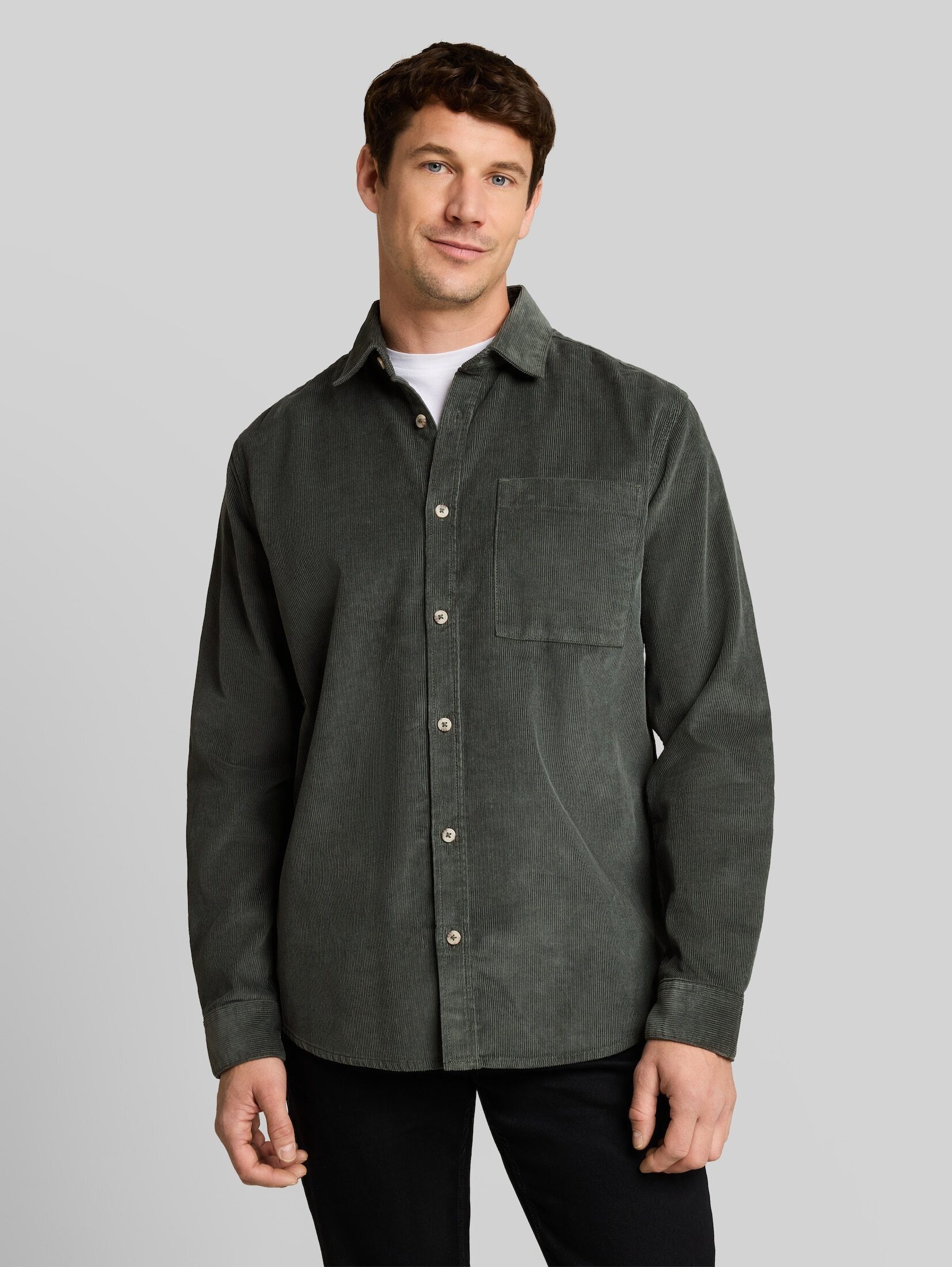 TOM TAILOR Langarmhemd Blusen & Shirts Regular Fit Cordhemd mit Brusttasche