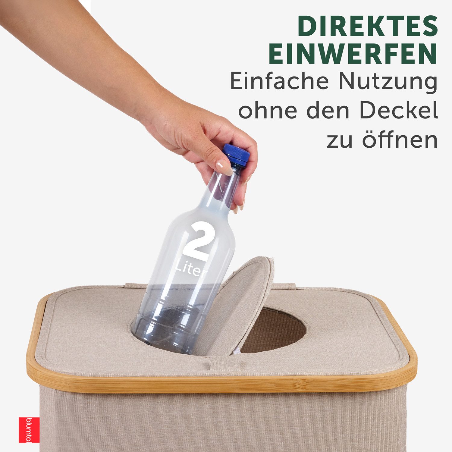 Blumtal Müllsackständer Pflandflaschen Sammelbehälter, Leergut Organizer mit Loch, in 100L oder 150L, waschbar, tropfsicher – Bild 3 von 5