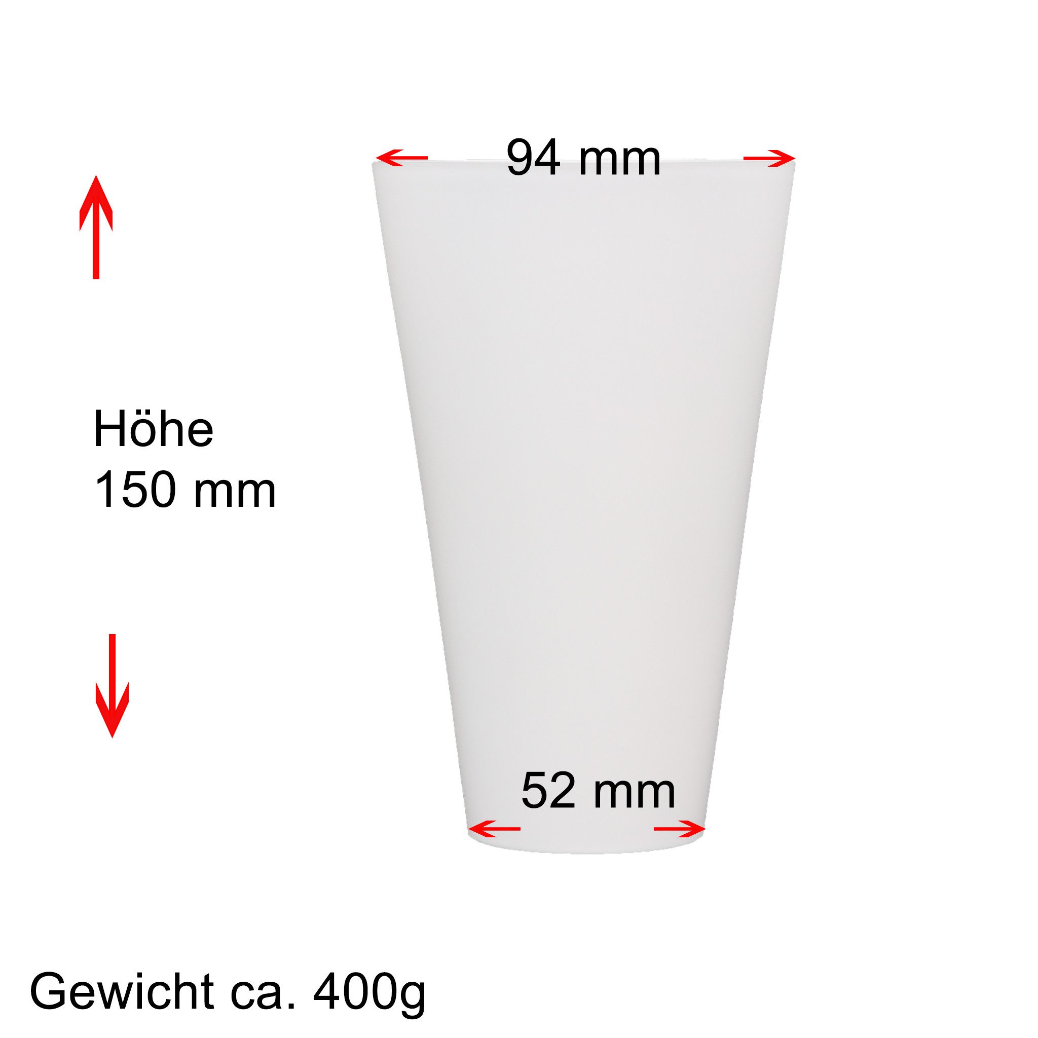 Home4Living Lampenschirm Lampenglas Ersatzglas weiß matt für Fackelleuchten, blendfrei