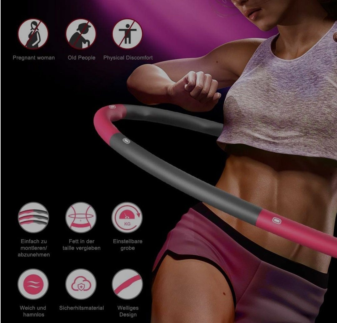Wooja Hula-Hoop-Reifen Hula-Hoop-Reifen Fitness Pink-Grau 8-teilig