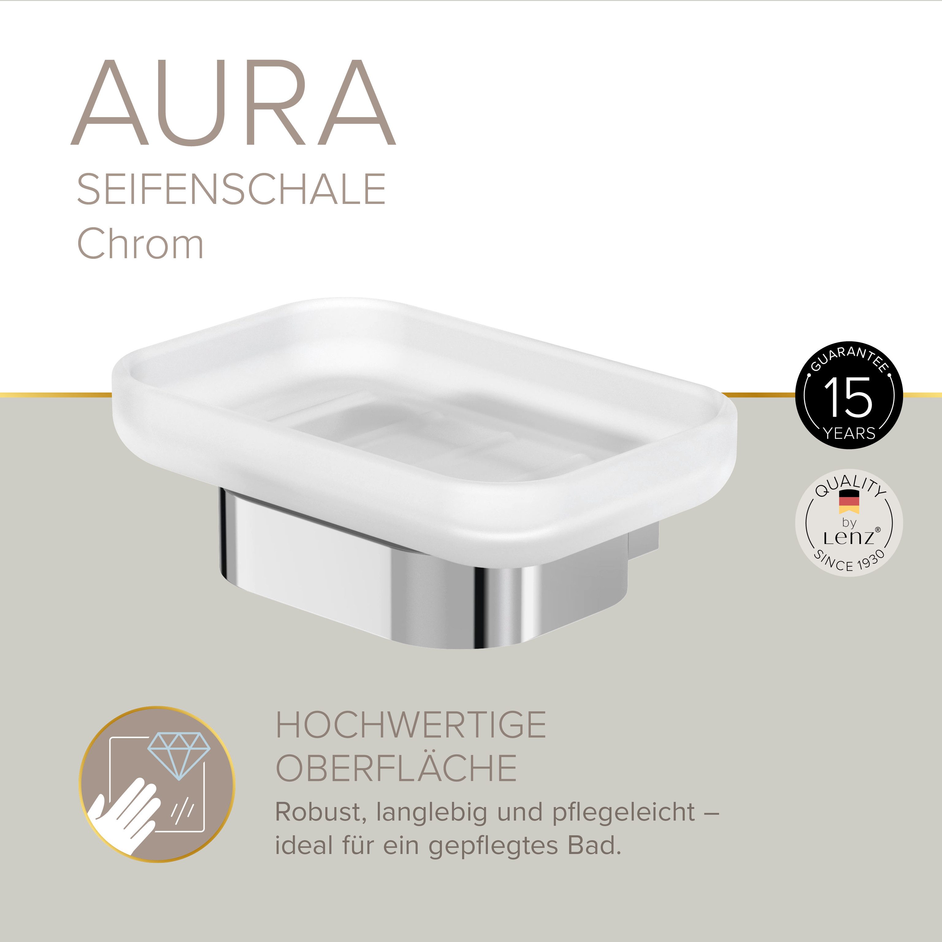 Lenz Seifenschale AURA Milchglas Chrom zum bohren, einfache Wandmontage, einfache Wandmontage