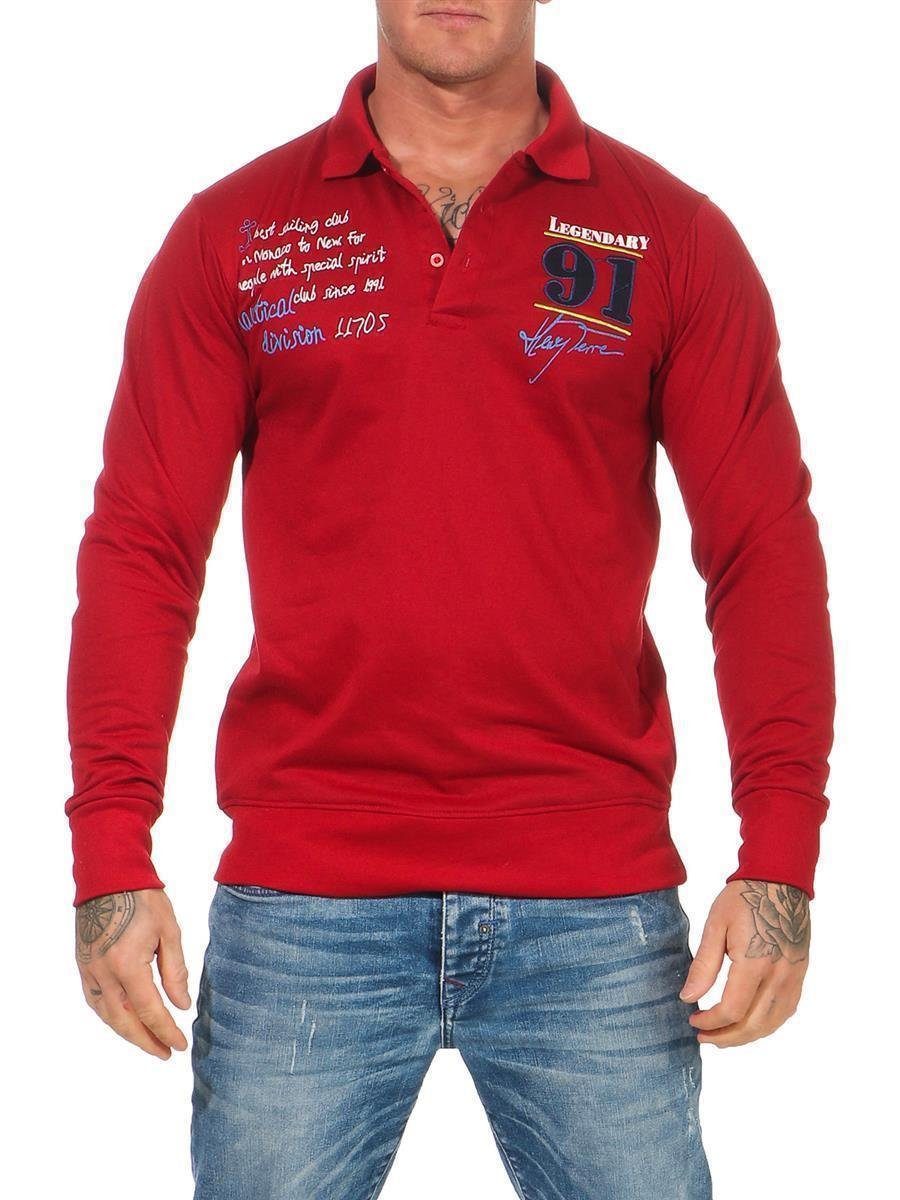 EloModa Poloshirt Herren Polo Shirt Langarm Longsleeve M L XL XXL (1-tlg) Rot