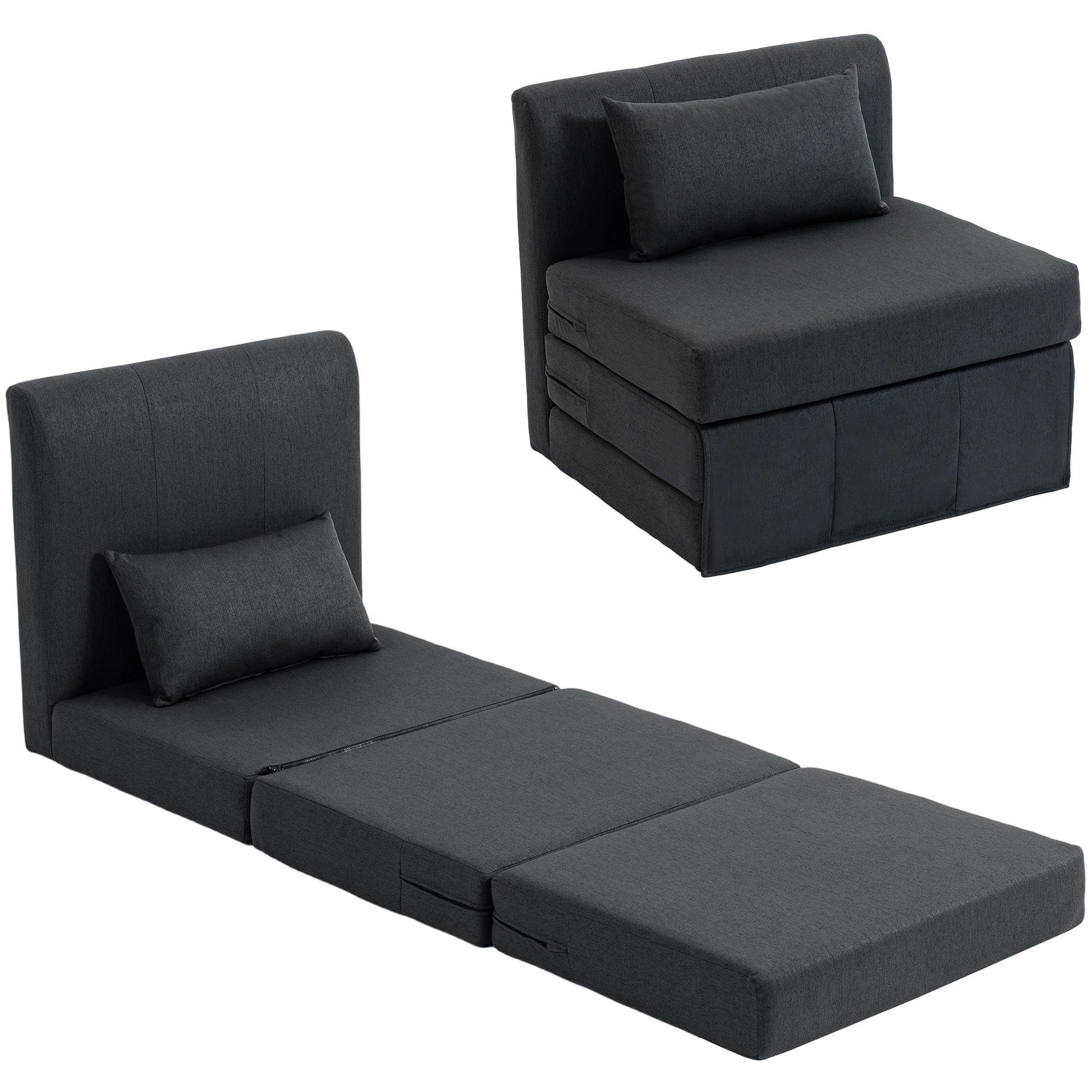 HOMCOM Bodenkissen Schlafsessel Klappbares Gästebett, Klappbar und multifunktional als Sofa & Bett verwendbar – Bild 2 von 5