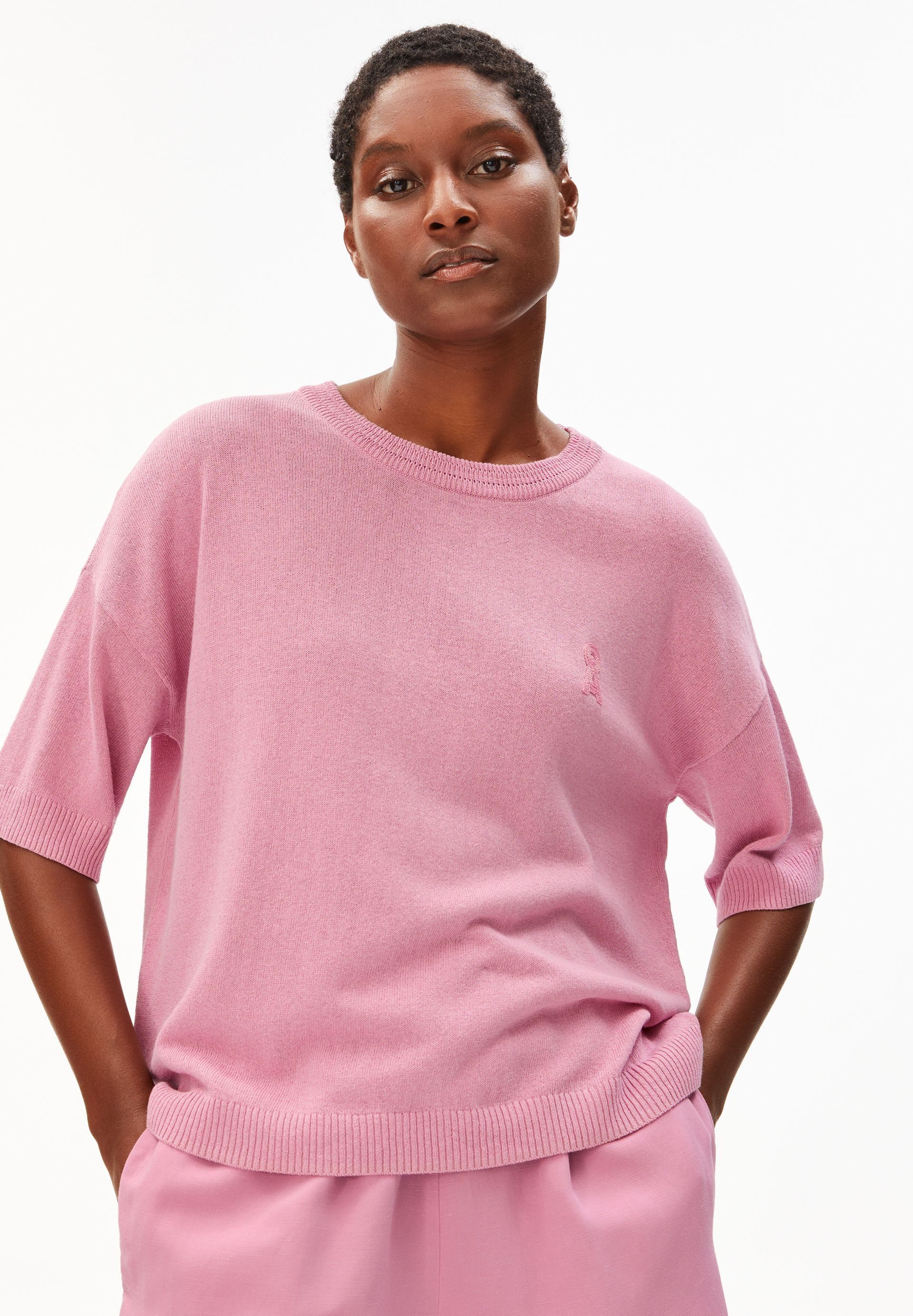 Armedangels T-Shirt LINO BLEND Strickshirt aus Leinen-Mix Relaxed Fit