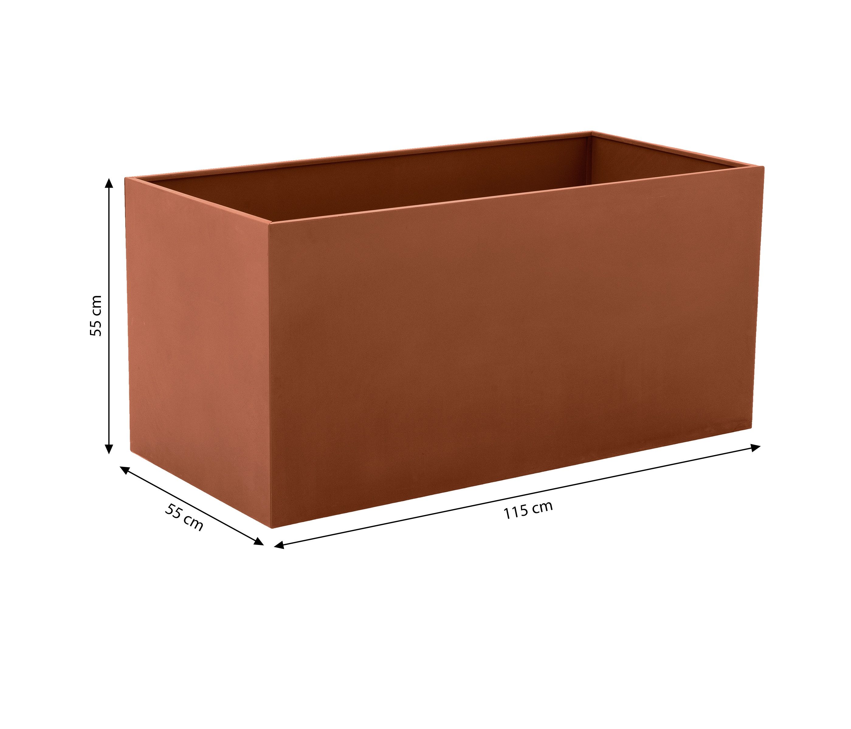 Dehner Hochbeet Balkonhochbeet Lagos in Rostoptik, 115 x 55 x 55 cm, Volumen 348 l, vielseitig einsetzbar für Kräuter / Gemüse / Obst / Blumen