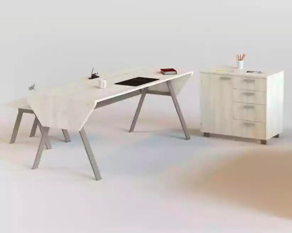 und Tisch Kommoden mit JVmoebel Schreibtisch/Couchtisch/Aktenschrank/Kommode) Schreibtisch Aktenschrank Couchtisch (4-St., Holz 2 Schreibtisch