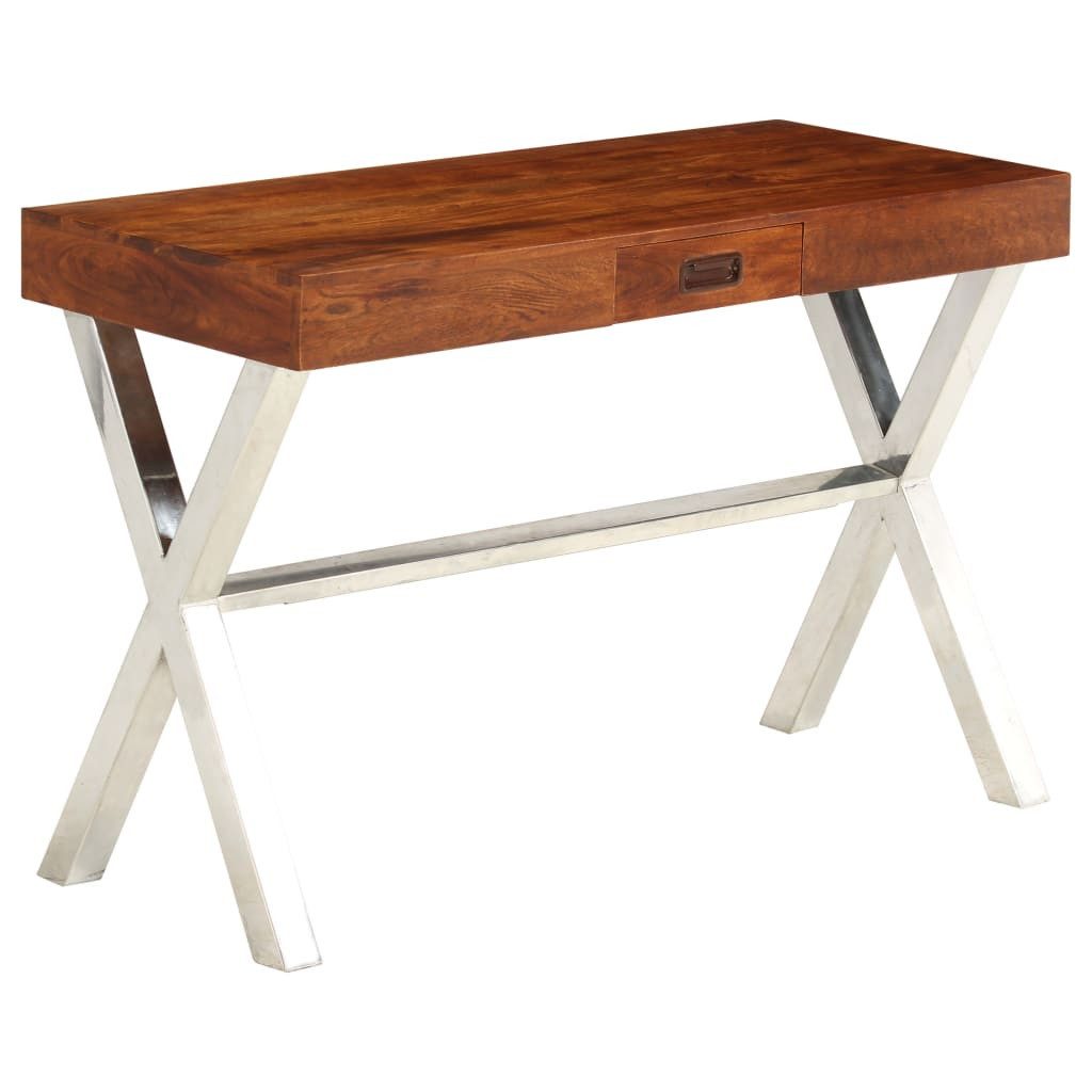 vidaXL Schreibtisch Schreibtisch Massivholz mit Honigfarbenem Finish 110x50x76 cm
