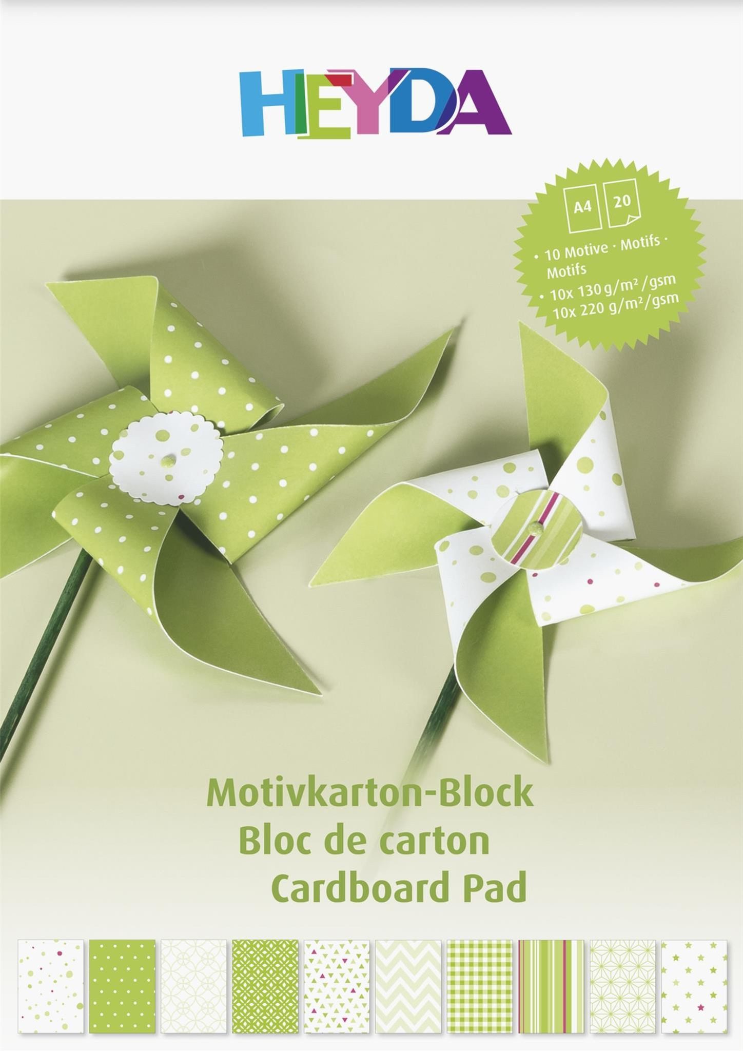 Heyda Motivpapier HEYDA 204712102 Motivkarton-Block A4 grün