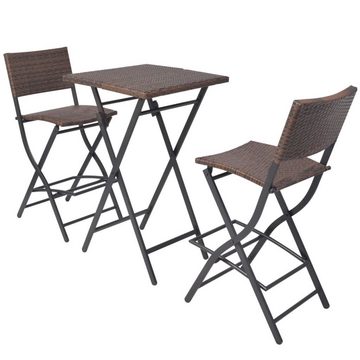 vidaXL Garten-Essgruppe 3-tlg Bistro-Set Klappbar Stahl Polyrattan Braun Sitzgruppe Set