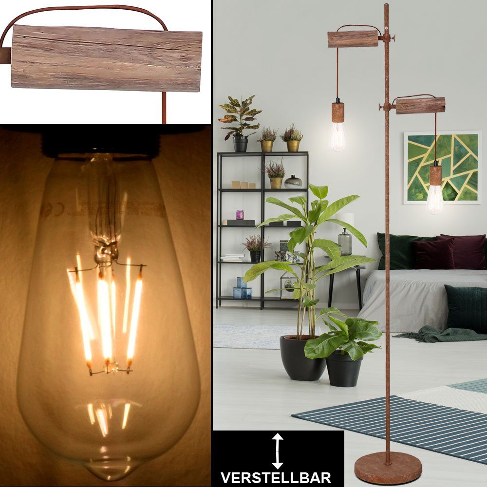 etc-shop Stehlampe, Vintage Holz Steh Leuchte Höhe verstellbar Wohn Schlaf  Zimmer Stand Lampe rost online kaufen | OTTO