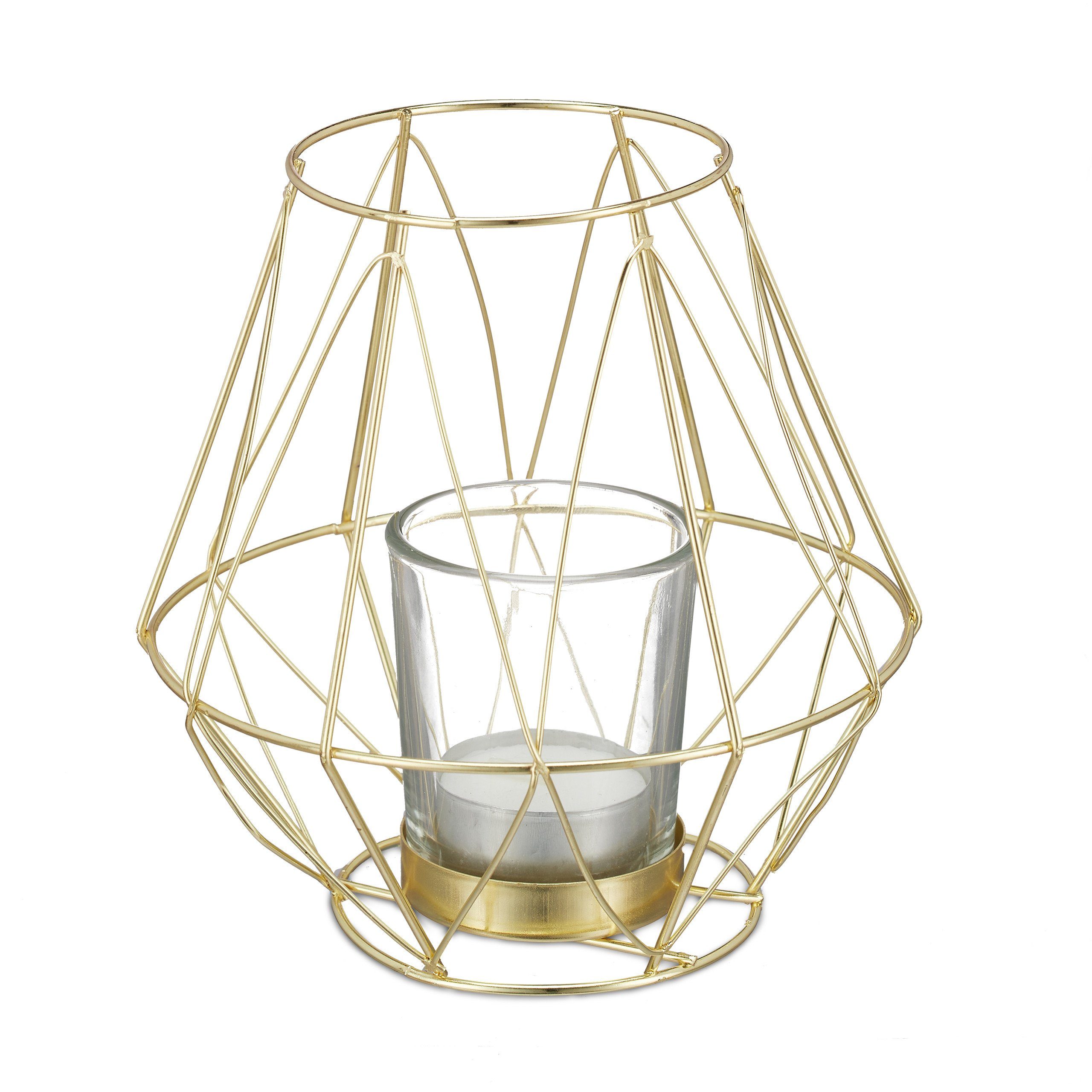 Geometrischer Teelichthalter Teelichthalter, relaxdays Gold