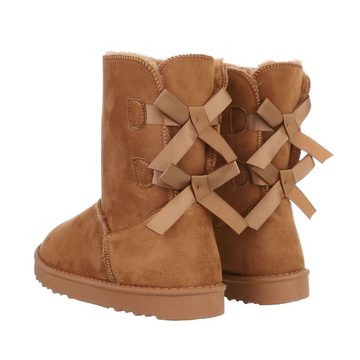 Ital-Design Damen Snowboots Freizeit Snowboots Flach Flache Stiefeletten in Camel