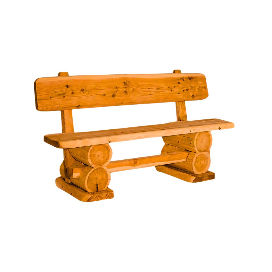 Mega-Holz Gartenbank "Rustikal" 120x50x80 cm, Sitzbank aus massiver Kiefer, Naturbelassener Holz 2-Sitzer