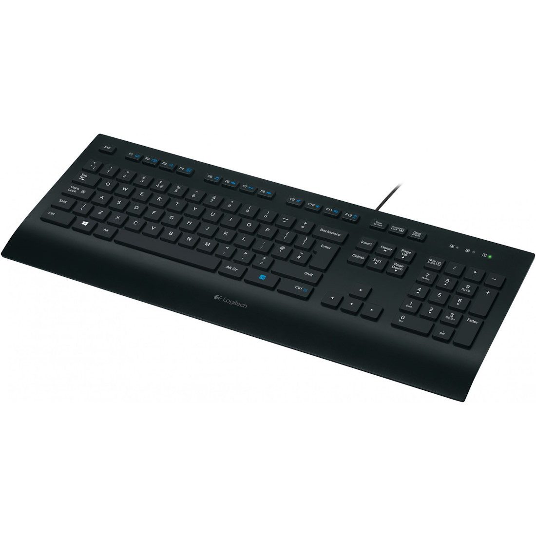 Logitech 2944081 - USB Tastatur Deutsch, QWERTZ USB-Tastatur (Handballenauflage, Plug&Play, Ziffernblock)