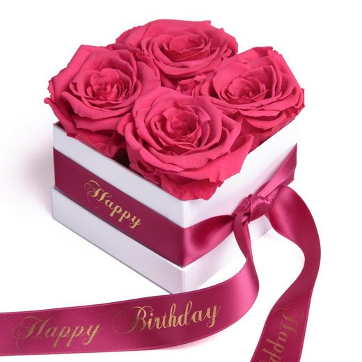 Kunstblume »Infinity Rosenbox Happy Birthday Geschenk zum Geburtstag für Frauen« Orchidee, ROSEMARIE SCHULZ Heidelberg, Höhe 8.5 cm, Echte Rosen haltbar 3 Jahre