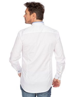 Gipfelstürmer Trachtenhemd Hemd Stehkragen 420003-3855-142 weiß mittelblau (S
