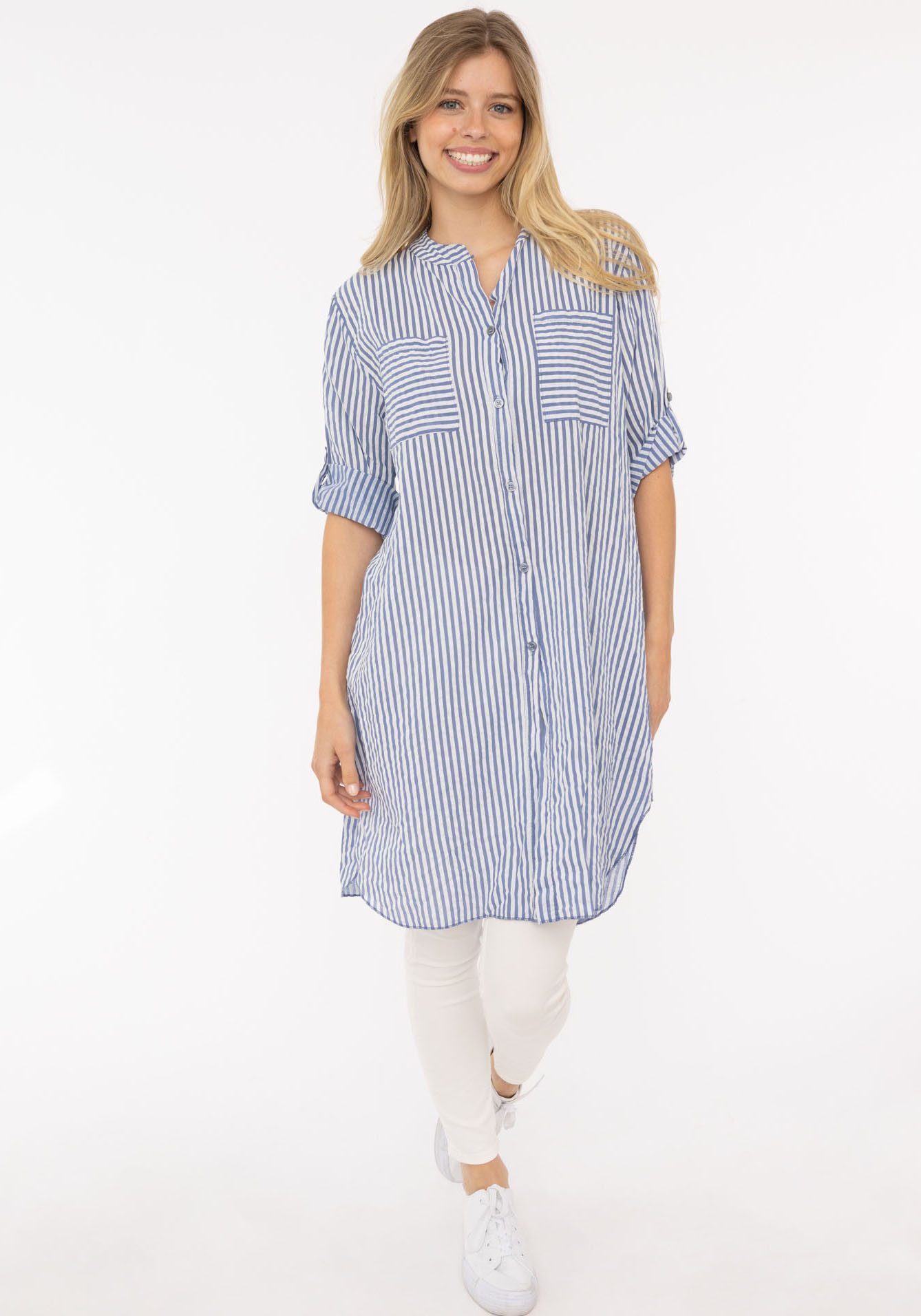 Kurzarmbluse Longbluse "Kida"