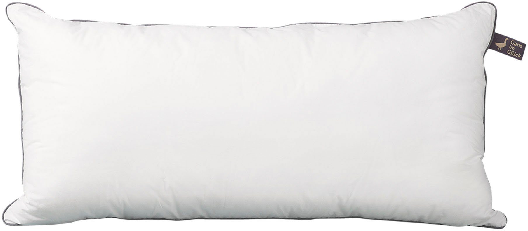 Gans im Glück Baumwollkissen Gans im Glück, Allergiker geeignet (Hausstauballergiker), Füllung: 100% Polyester, Bezug: 100% Baumwolle, Bauchschläfer, Rückenschläfer, Seitenschläfer, veganes Kissen mit Daunen-Feeling, Kopfkissen in 40x80 oder 80x80 cm