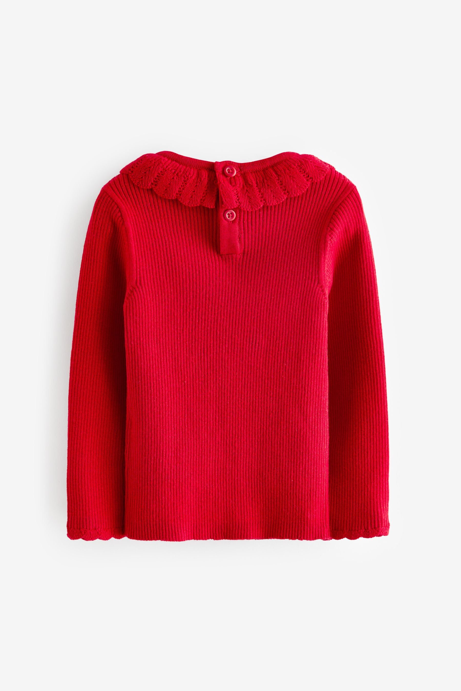 Rüschenkragen (1-tlg) Pullover Rundhalspullover Red mit Next