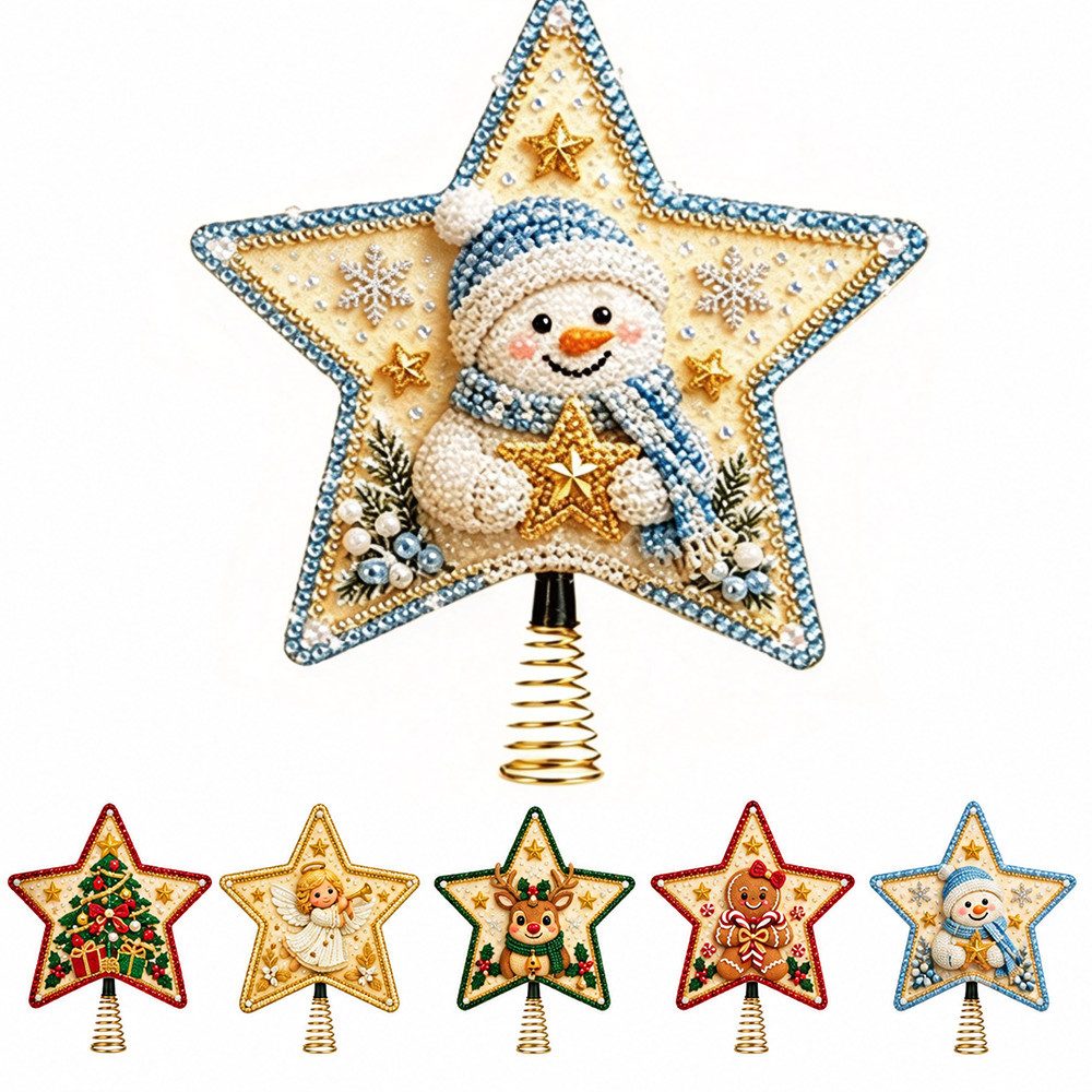 CLTYQ Kreativset DIY-Perlen-Diamantkunst-Weihnachtsbaumspitze,Weihnachtsanhänger, funkelndes Bastelset für Erwachsene und Anfänger, tischdekoration