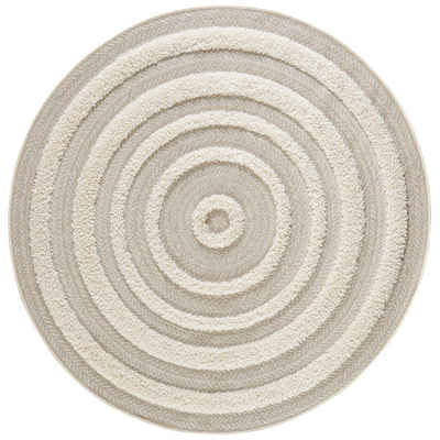 Teppich Vintage Handira Teppich Nador Beige Creme Rund, MINT RUGS, rund, Höhe: 22 mm