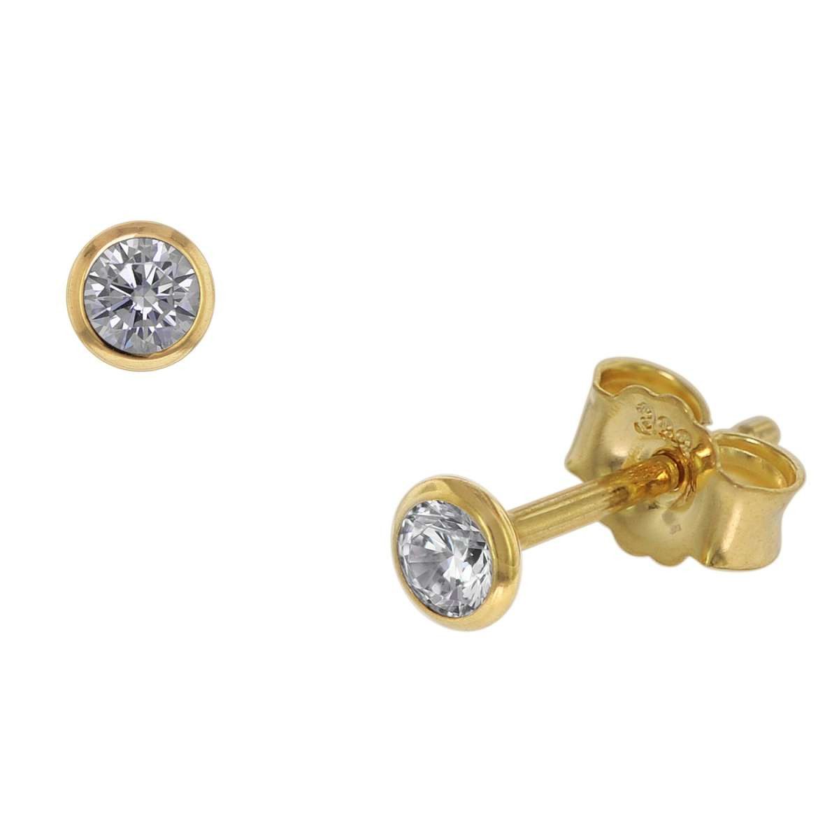 trendor Paar Ohrstecker 86304, für Damen und Herren 333 Gold Zirkonia 3,5 mm