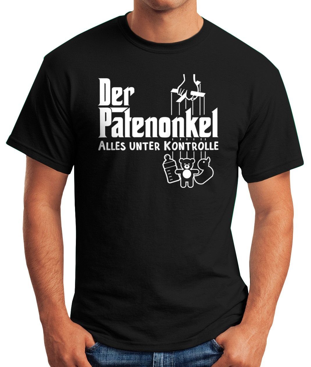 Print Patenonkel Der Moonworks® mit Pate Godfather Herren T-Shirt Fun-Shirt MoonWorks lustig Print-Shirt Onkel