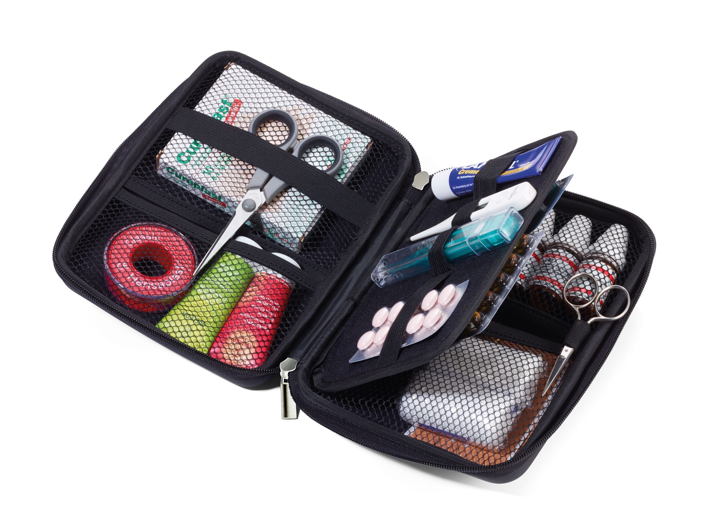 TROIKA Organizer TRAVEL CASE Etui Hardcase – Kabeltasche & Zubehörtasche mit Fächern (1 St., in verschiednen Farben), Elastikband‑Schlaufen für Elektronik & Rei – Bild 4 von 5