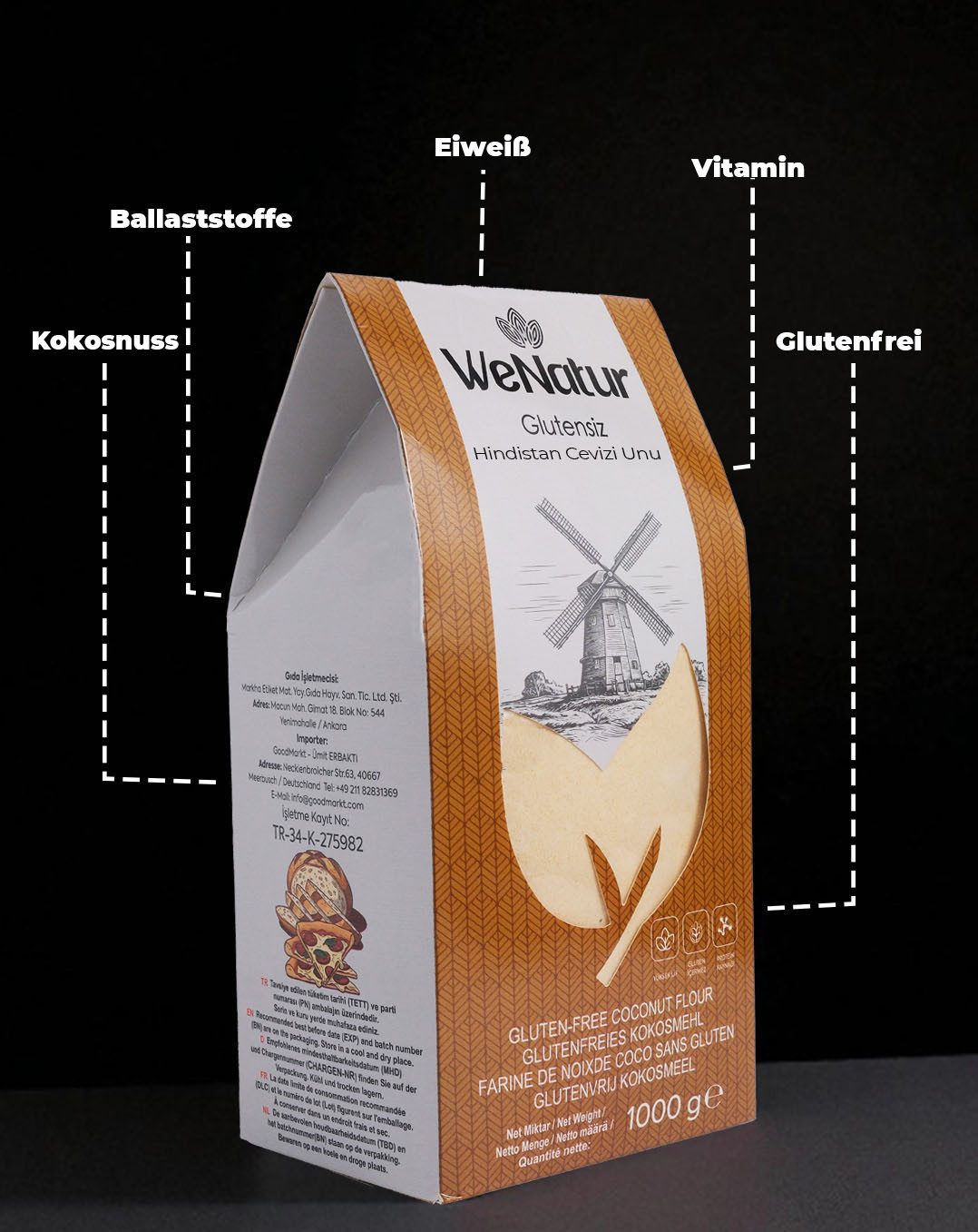 We_Natur Mehl Kokosmehl – Low-Carb, ballaststoffreich & natürlich glutenfrei 1kg