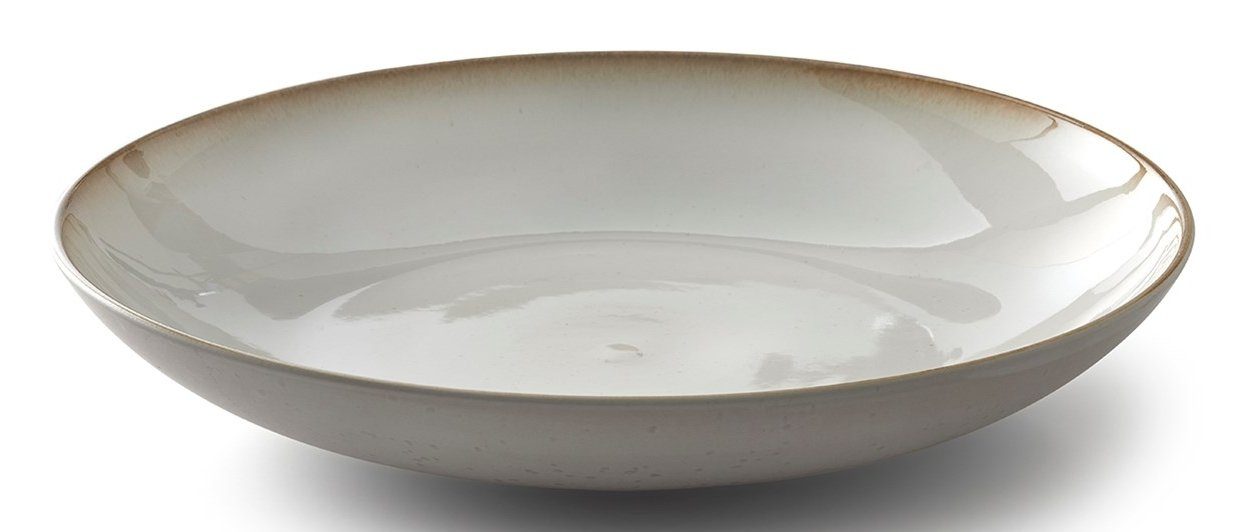 Bitz Speiseteller Teller cream / cream 40 cm, Platte rund 40 cm Steinzeug Creme/Creme