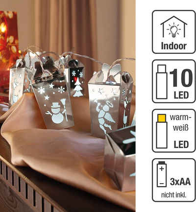 Hellum LED-Lichterkette LED-Lichterkette Geschenkbox/silber 10 BS weiß/transparent