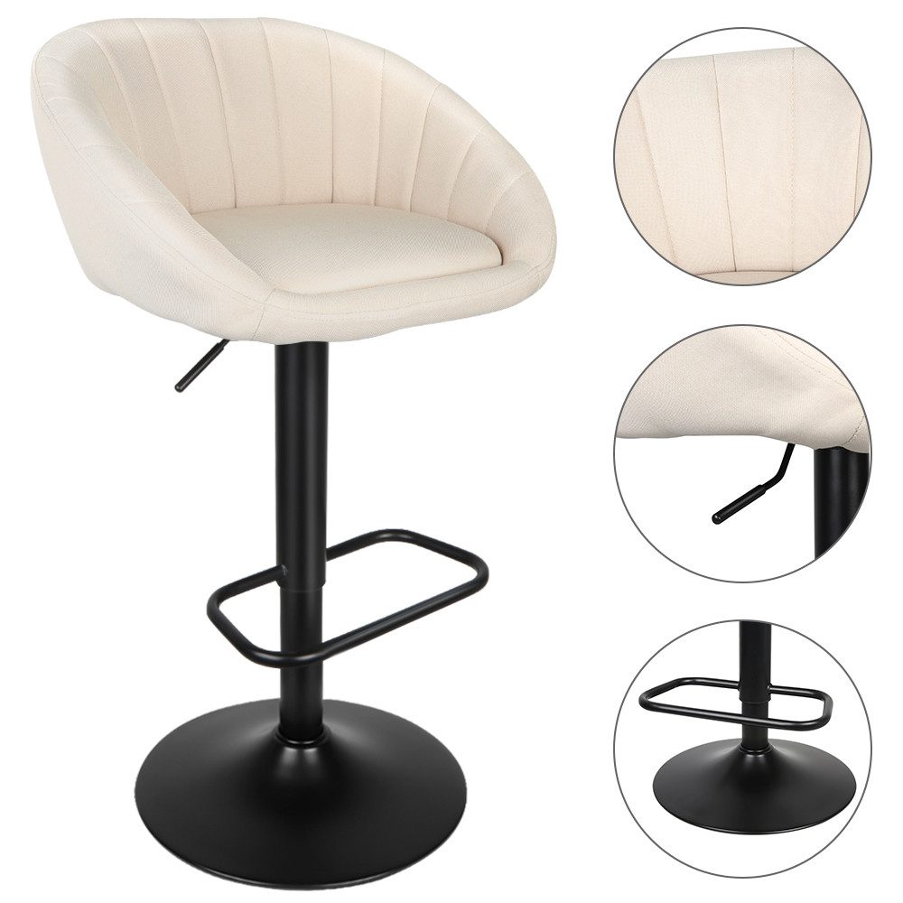 JEOBEST Barhocker Küchenhocker Bistrohocker Tresenhocker, Gute gepolstert, (2er Set), Hocker aus Fabric mit Lehne Fußstütze, drehbar