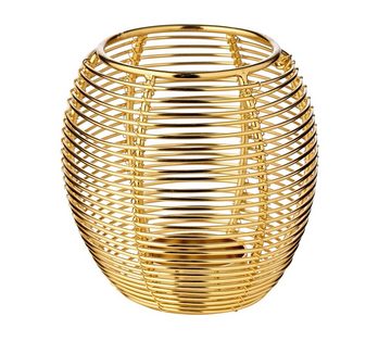 EDZARD Windlicht Susi (2er, Set), Kerzenhalter-Set im moderenen Design, Kerzenhalter aus vernickeltem Messing mit Gold-Optik, Höhe 10 cm, Ø 9,5 cm