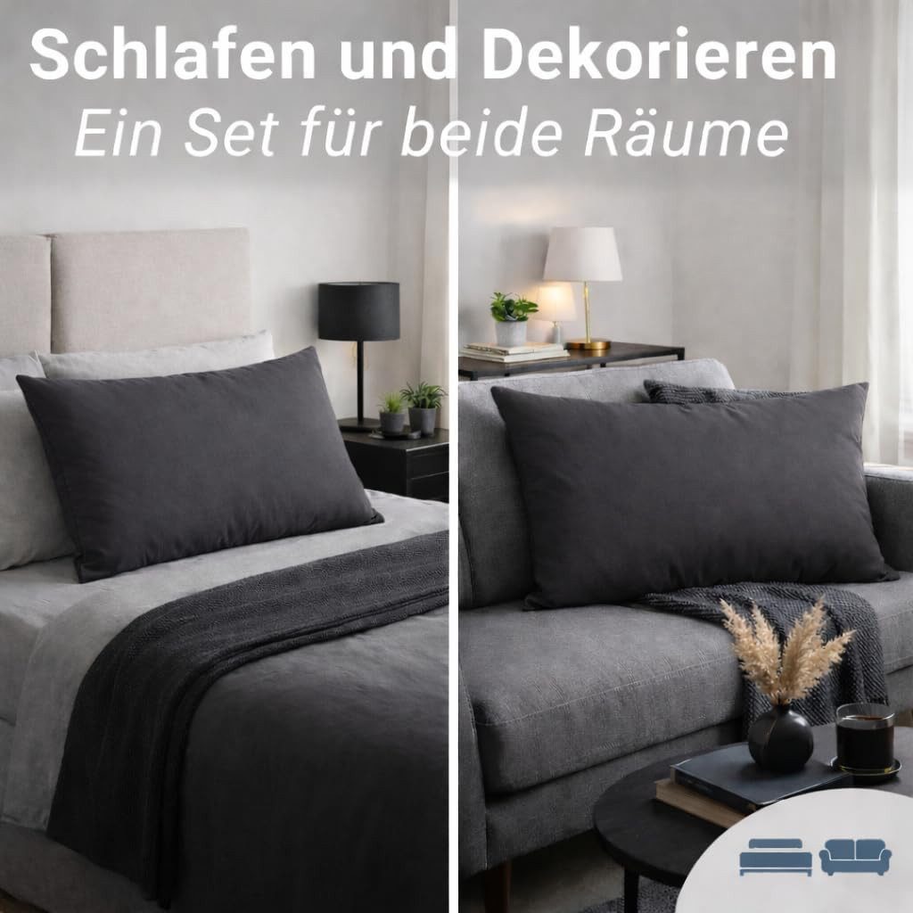 Komfortec Kissenbezug Premium Kopfkissenbezug, gebürstet 100% Mikrofaser 90g/m², (2 Stück), 40x80 cm mit Reißverschluss, Superweiches Kissenhülle Set