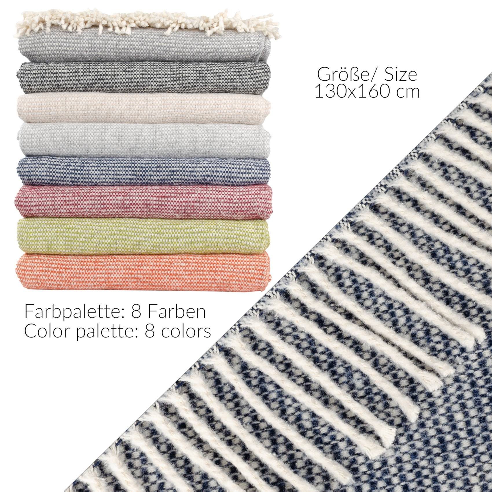 Plaid Emma Kuscheldecke Tagesdecke hochwertige Reisedecke Wohndecke, ANRO, Wendedecke kuschelig-weich 130x160cm Blau – Bild 3 von 5