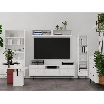 Beautysofa TV-Schrank Moderner, stilvoller, geräumiger TV-Schrank mit Schubladen ARROCCO Farbe: weiß, beige, schwarz, pastellgrün, B:181/H:57/T:42cm