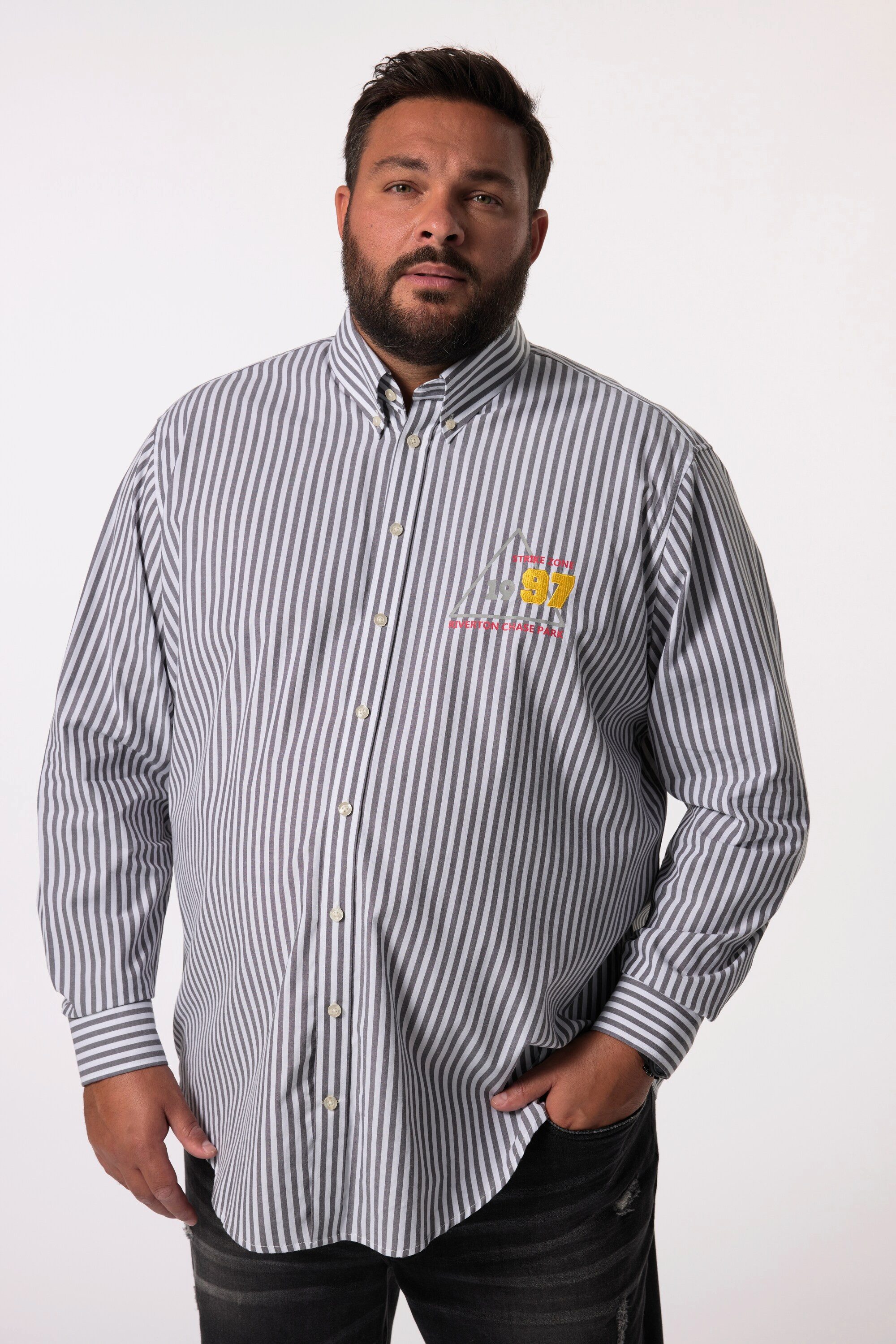 Businesshemd Men+ Streifenhemd Langarm Buttondown-Kragen