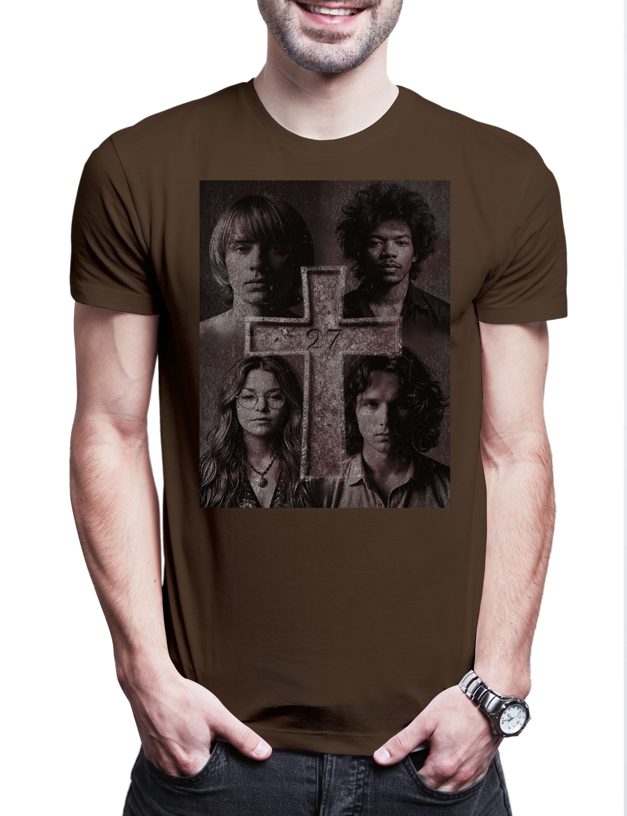 Urban Backwoods Print-Shirt 27 Club 2 Herren T-Shirt Music Legends Rock Icons Morrison Hendrix (1-tlg) Joplin Cobain Brian Jones