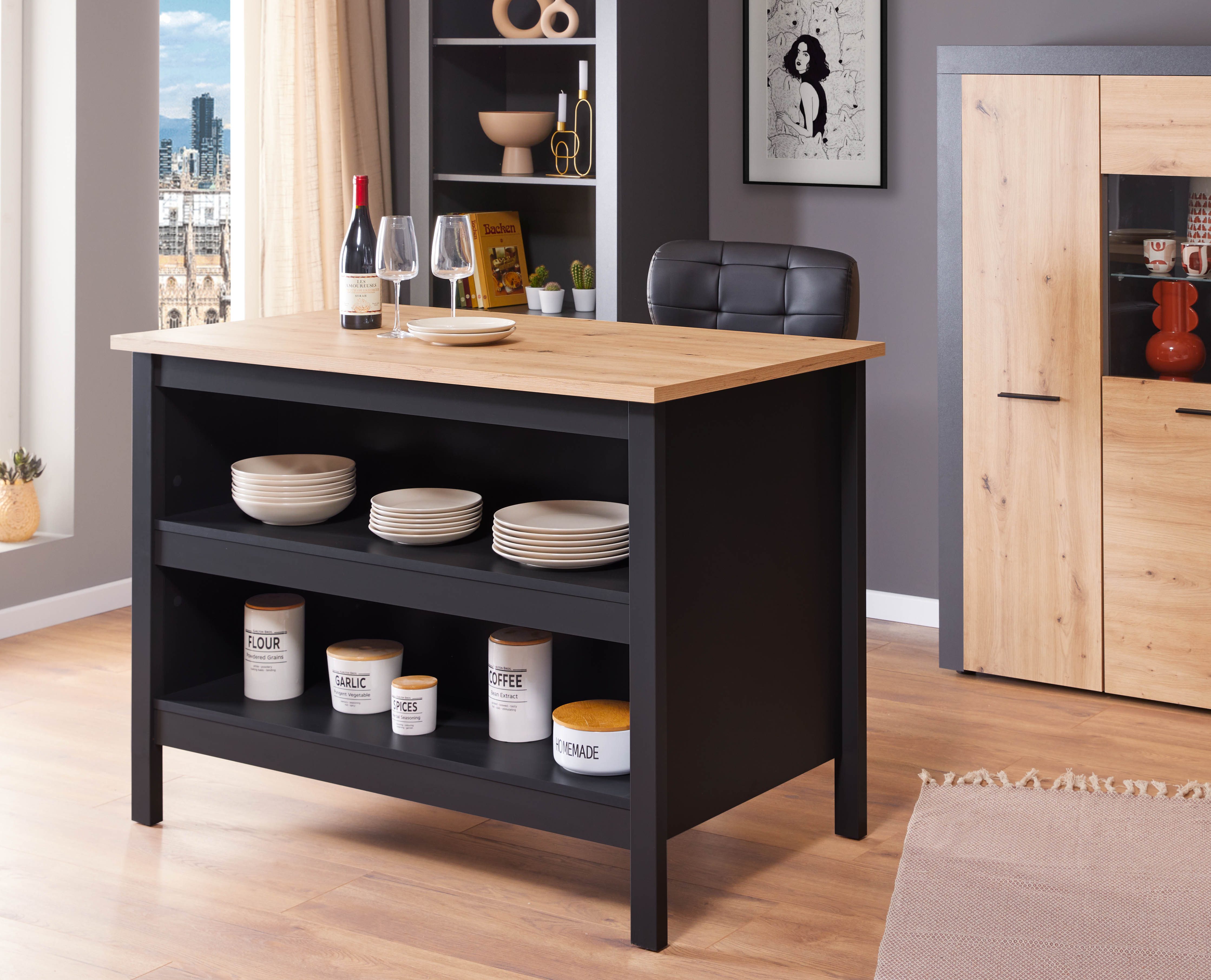 Inter Link Küchentisch Julina, moderne Kücheninsel mit kratzfester Arbeitsp günstig online kaufen